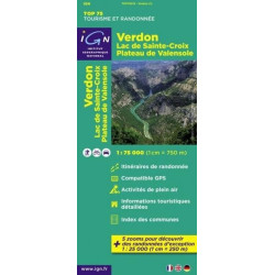 Achat Carte randonnées IGN - Verdon, lac de Ste Croix, plateau de Valensole - TOP 75