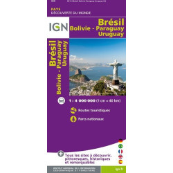 Achat Carte routière IGN - Brésil, Bolivie, Paraguay, Uruguay