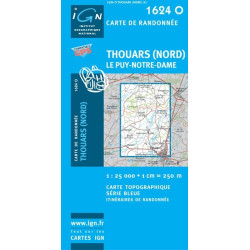 Carte randonnées IGN - Thouars (Nord) - Puy Notre Dame - 1624 O