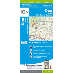 Achat Carte randonnées IGN - 1443 SB - Dax/Amou/Montfort en Chalosse