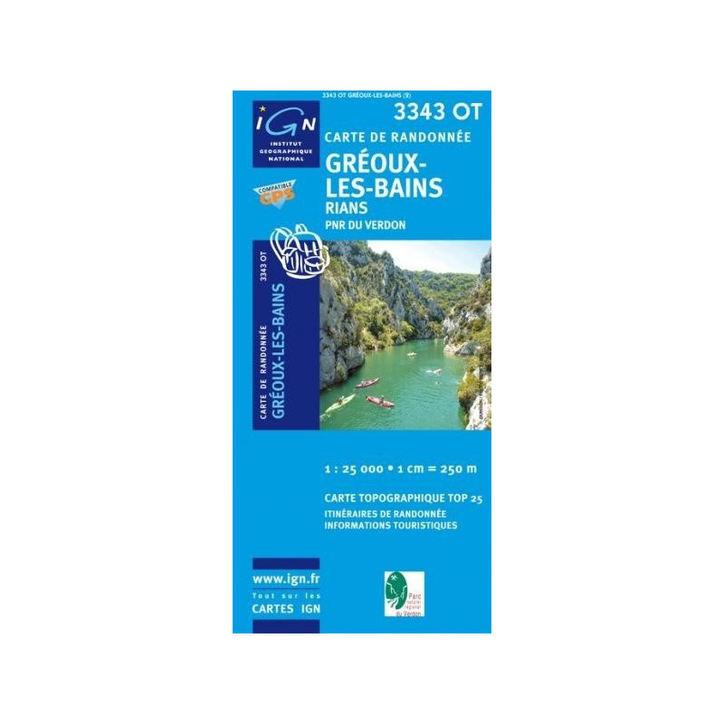 Achat Carte Randonnées Ign 3343 Ot Gréoux Les Bains Rians - 